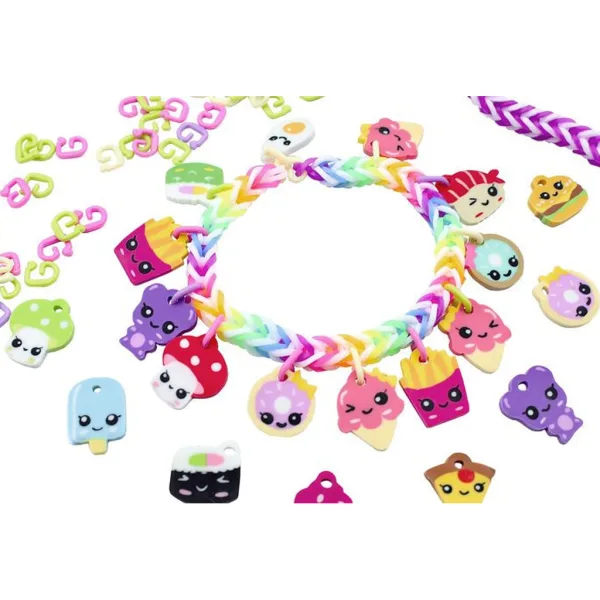 Rainbow Loom: Happy Loomi-Pals – Set per creare braccialetti in gomma con ciondoli immagine 2