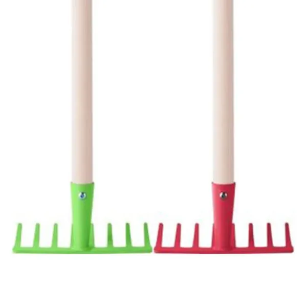 Rastrello da giardino con manico in legno da 75 cm, disponibile in diversi colori, 1 pz - Woodyland immagine 1