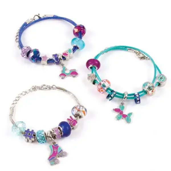 Rendilo reale! Set per creare braccialetti con pendente di cristallo, blu trasparente immagine 4