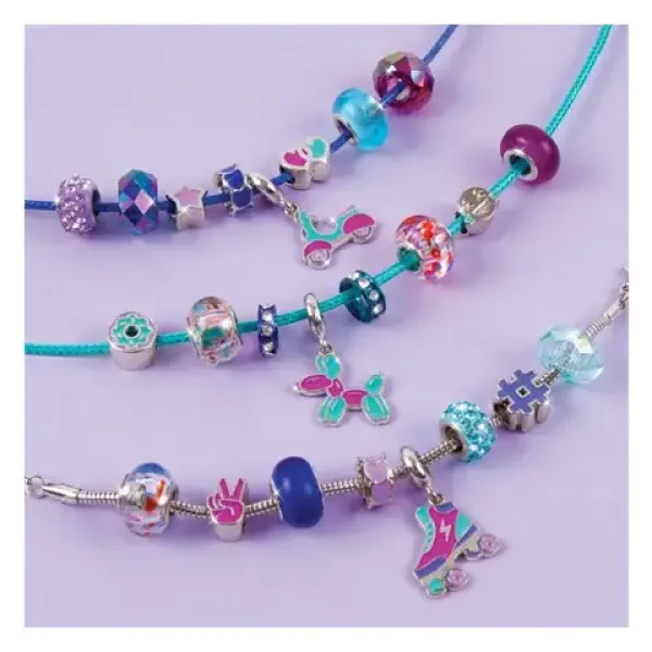 Rendilo reale! Set per creare braccialetti con pendente di cristallo, blu trasparente immagine 5