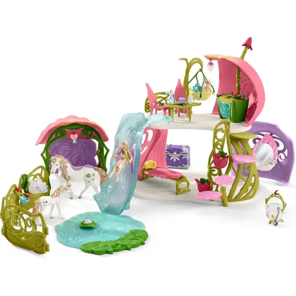 Schleich: Bayala - Casa dei fiori scintillante con unicorni, stalla e lago set di gioco (42455) immagine 2