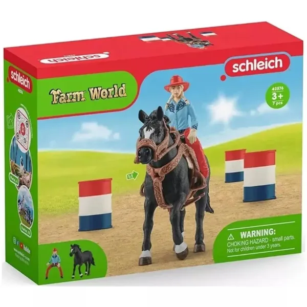 Schleich: Farm World - Set da gioco corsa con barili con cowgirl (42576) immagine 1
