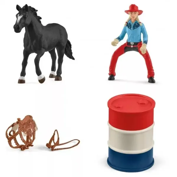 Schleich: Farm World - Set da gioco corsa con barili con cowgirl (42576) immagine 3