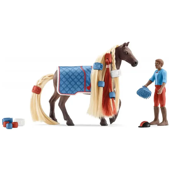 Schleich Horse Club: Le bellezze di Sofia - Set iniziale con criniera pettinabile per i cavalli Leo e Rocky (42586) immagine 3