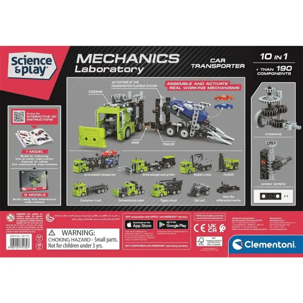 Science & Play: Officina Meccanica - Kit di costruzione Autoarticolato a due piani - Clementoni immagine 2