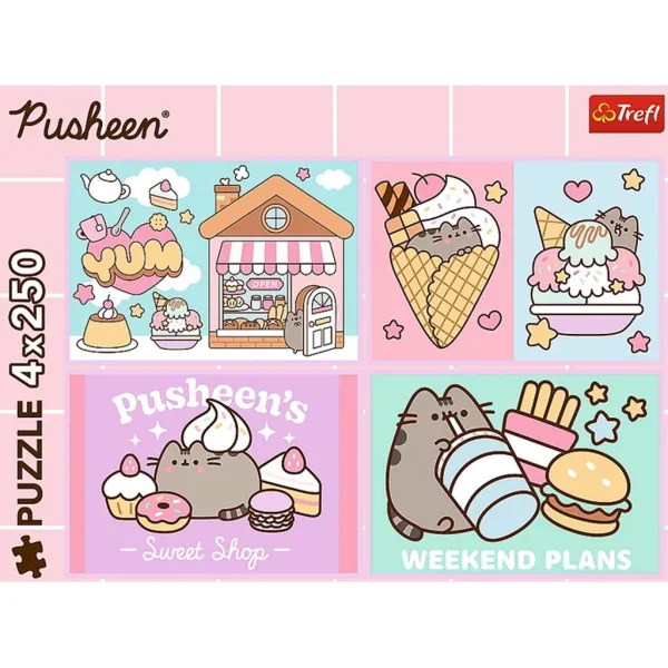 Scopri Pusheen, la gattina - puzzle 4 x 250 pezzi - Trefl immagine 2
