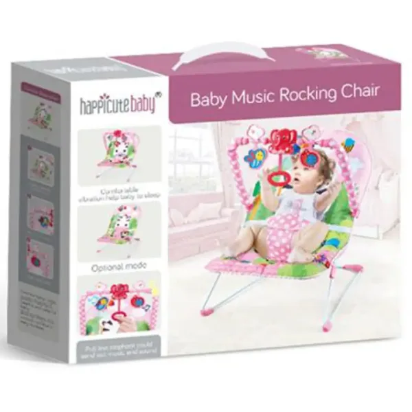 Sedia a dondolo e musicale rosa con motivo a zebra immagine 2
