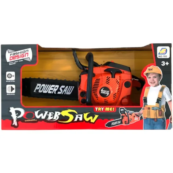 Sega a catena elettronica Power Saw con luce e suono di colore arancione immagine 1