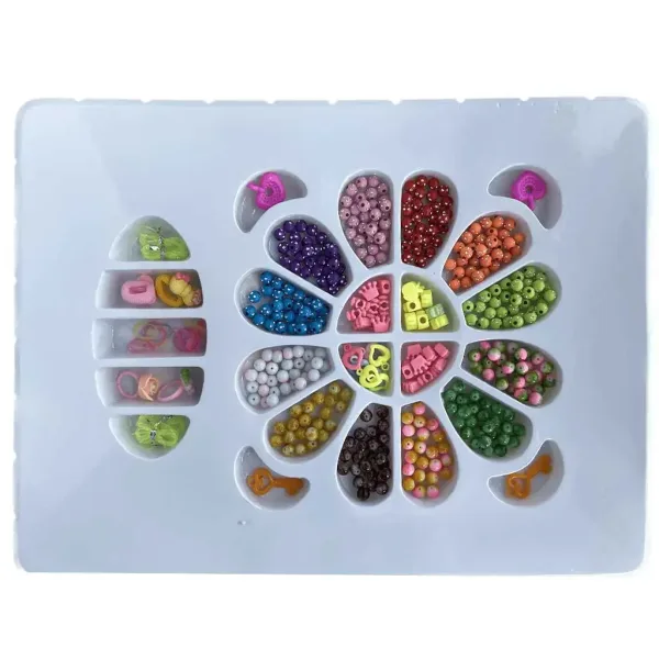 Serie Perline: Set di creazione di gioielli con perline, elastico per capelli e ciondolo con oltre 200 perline immagine 2