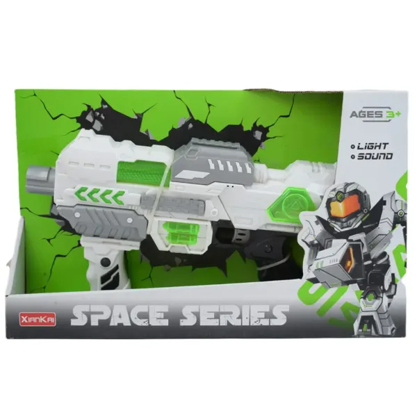 Serie Spaziale: Arma spaziale bianca con supporto, luce e suono 40cm immagine 5