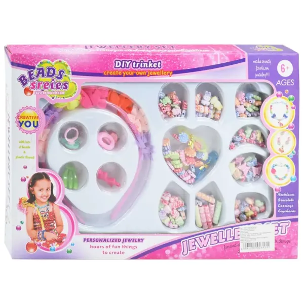 Serie di Perline: Set di perline per creazione di gioielli con oltre 200 perline colorate e con lettere, e cerchietto per capelli immagine 1