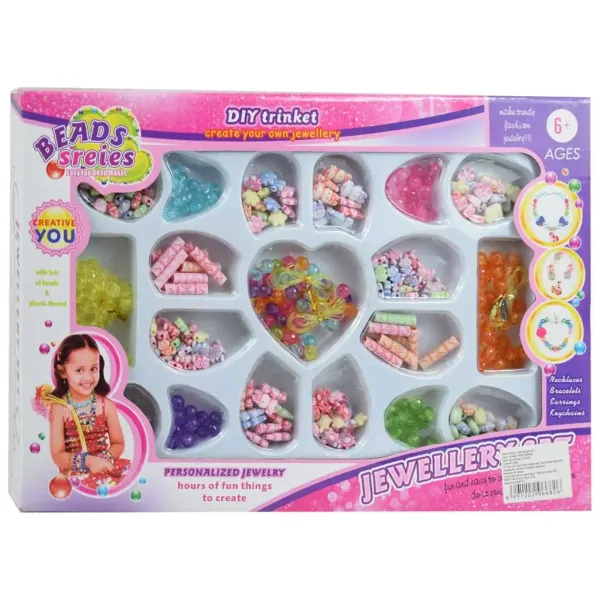 Serie di Perline: Set per creazione di gioielli con oltre 200 perline colorate in vari colori e forme immagine 1