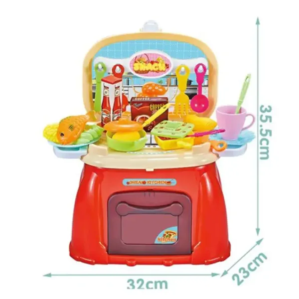 Set cucina giocattolo in sgabello portatile 32x35,5x23cm immagine 2