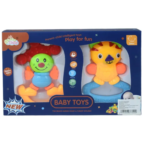 Set da 2 pezzi: sonaglio e massaggiagengive a forma di clown allegro per bebè immagine 5