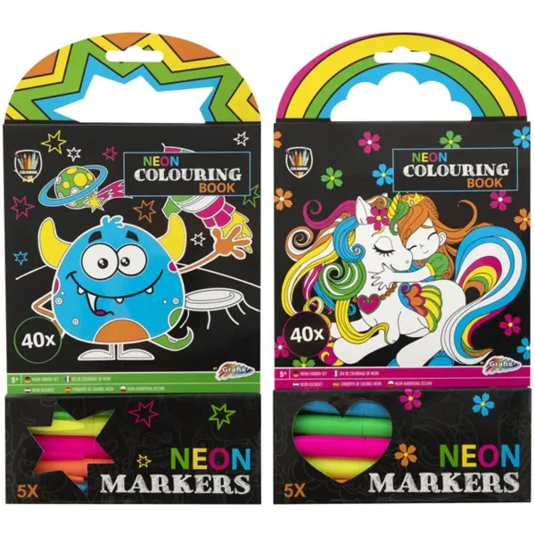 Set da colorare Grafix Neon con 40 fogli e 5 pennarelli immagine 1