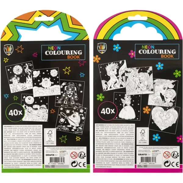Set da colorare Grafix Neon con 40 fogli e 5 pennarelli immagine 2