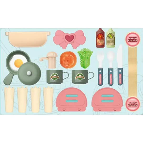 Set da cucina in valigia pieghevole rosa, set da 25 pezzi immagine 2