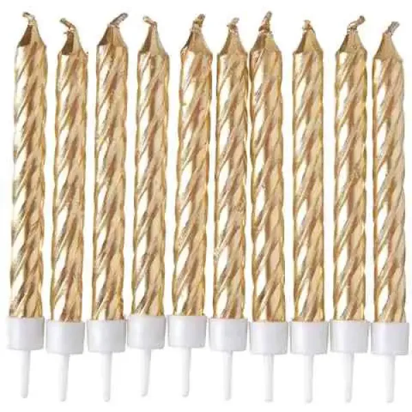 Set di 10 candele dorate ritorte immagine 2
