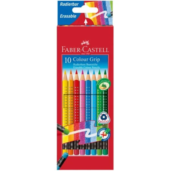 Set di 10 matite colorate con gomma - Faber-Castell immagine 1