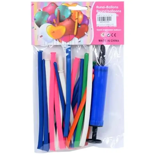 Set di 10 palloncini colorati a forma di bastone con pompa immagine 1
