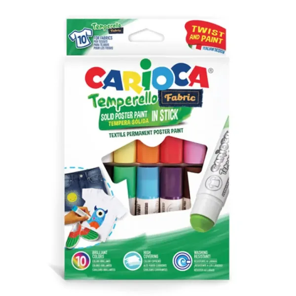 Set di 10 stick di tempera per tessuti colorati - Carioca immagine 1