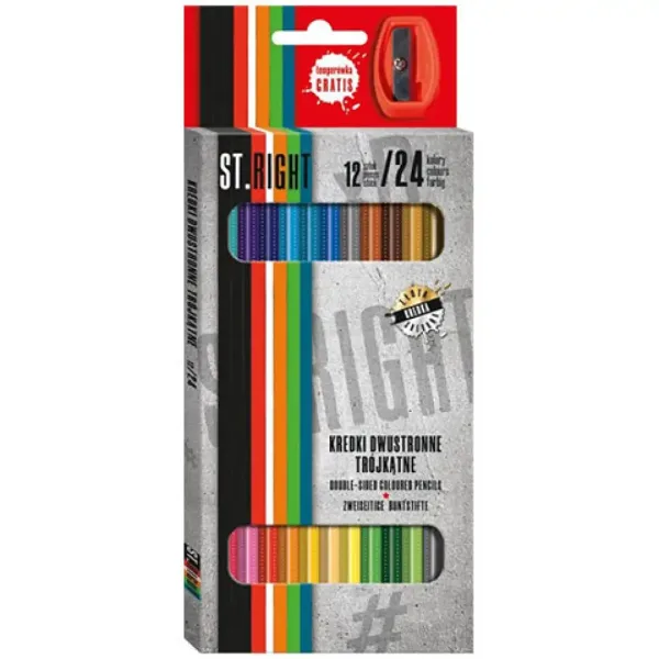 Set di 12 matite colorate a doppia punta St.Right con temperino immagine 1
