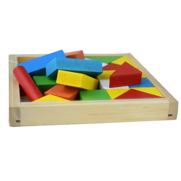 Set di 24 blocchi da costruzione in legno colorati in scatola immagine 4