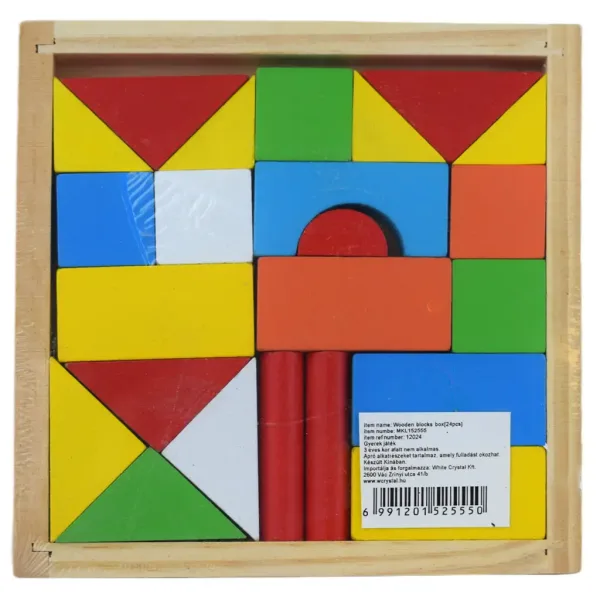 Set di 24 blocchi da costruzione in legno colorati in scatola immagine 5