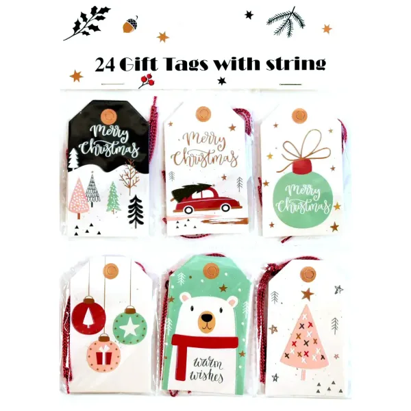 Set di 24 etichette regalo natalizie in diverse varianti immagine 3