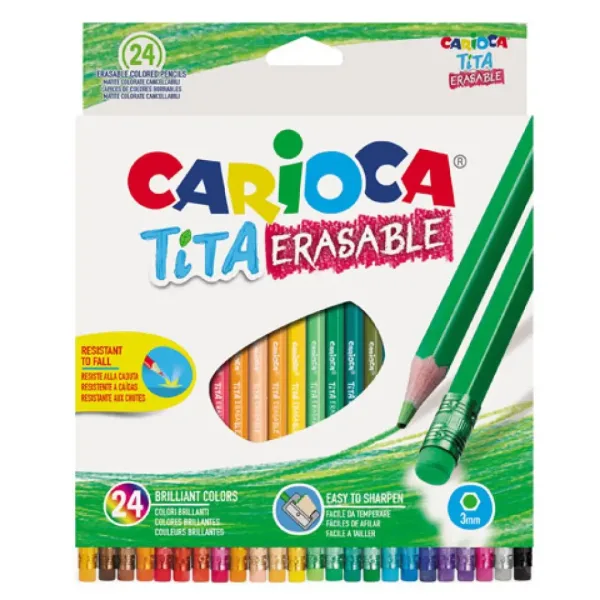 Set di 24 matite colorate con gomma - Carioca immagine 1