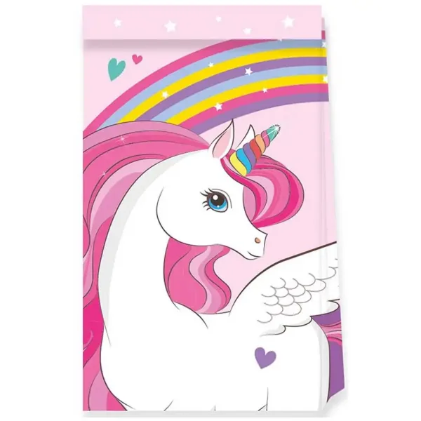 Set di 4 borse regalo di carta con unicorno arcobaleno 21x13x8,5 cm immagine 1