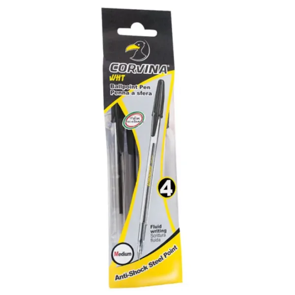 Set di 4 penne a sfera nere Corvina WH-T - Carioca immagine 1