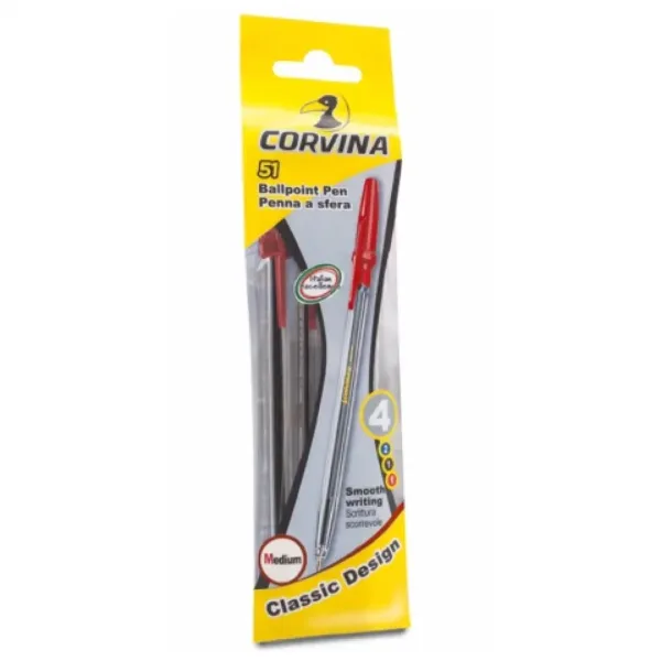 Set di 4 penne a sfera rosse Corvina 51 - Carioca immagine 1
