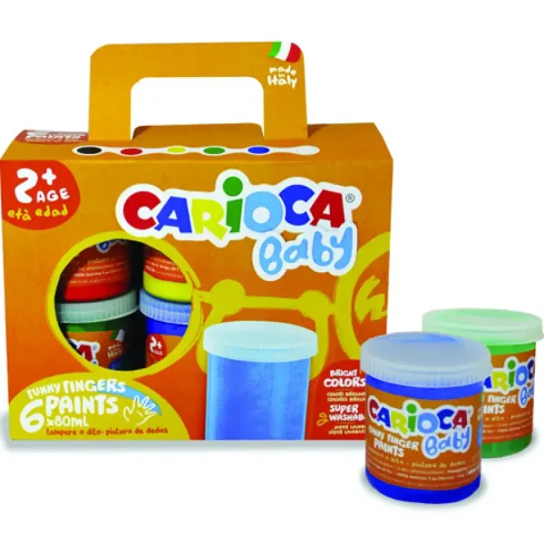 Set di 6 colori a dita lavabili per bambini - Carioca immagine 1