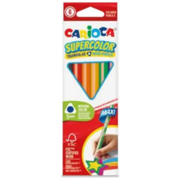 Set di 6 matite colorate maxi triangolari SuperColor - Carioca immagine 1