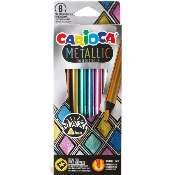 Set di 6 matite colorate triangolari Metallic Maxi - Carioca immagine 1