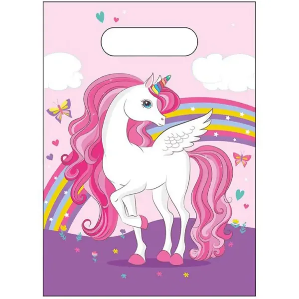 Set di 6 sacchetti regalo con motivo unicorno immagine 1