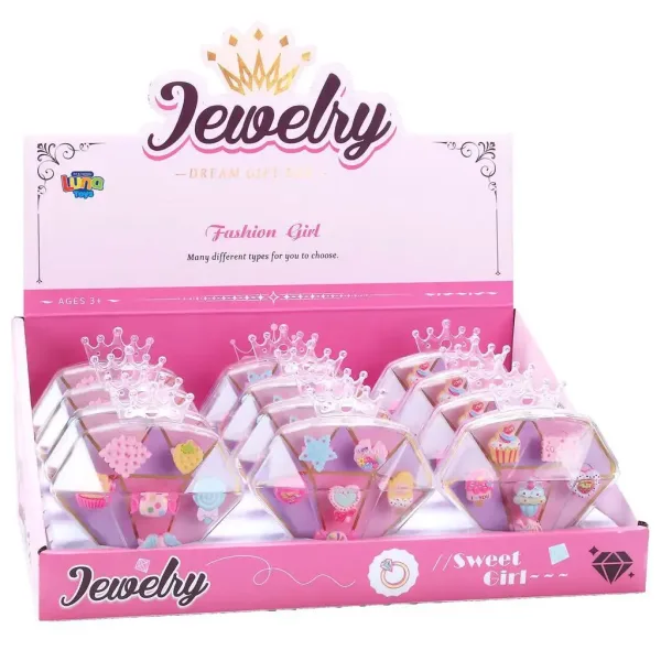 Set di anelli dolci in diverse varianti in una scatola a forma di diamante 1 pezzo immagine 3