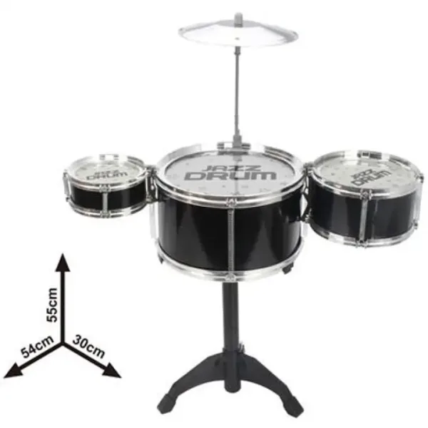 Set di batteria giocattolo Jazz Drum a 4 pezzi con supporto nero immagine 2