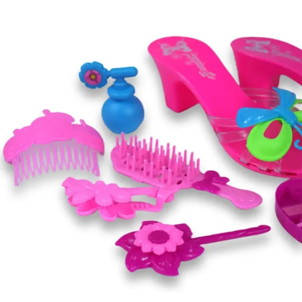 Set di bellezza con scarpe, trucco e accessori per parrucchiere in borsa immagine 4