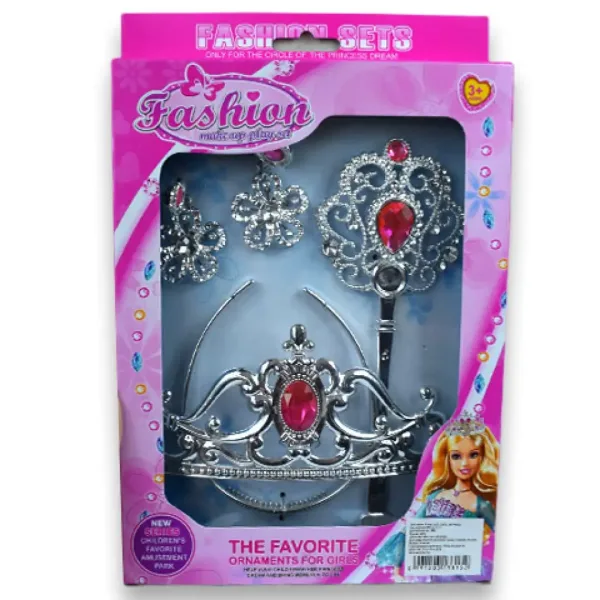 Set di bellezza da principessa con tiara, bacchetta magica e orecchini immagine 5