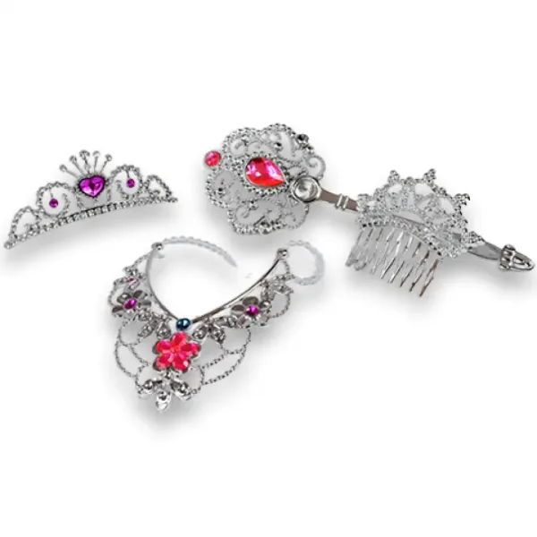 Set di bellezza da principessa con tiara, collana e bacchetta magica immagine 2