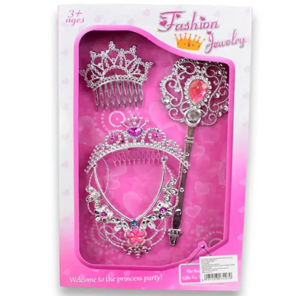 Set di bellezza da principessa con tiara, collana e bacchetta magica immagine 7