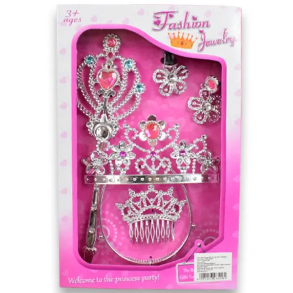 Set di bellezza da principessa con tiara, fermaglio, orecchini e bacchetta magica immagine 6