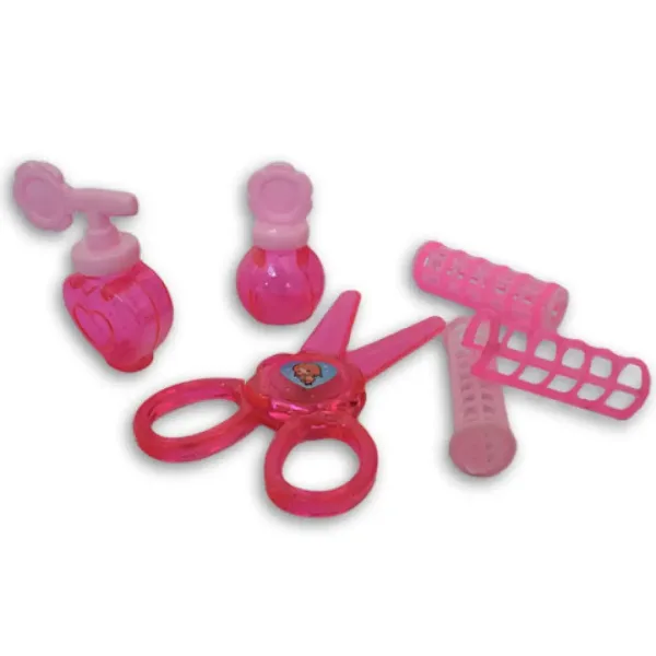 Set di bellezza rosa da 10 pezzi con forbici, asciugacapelli e accessori immagine 3