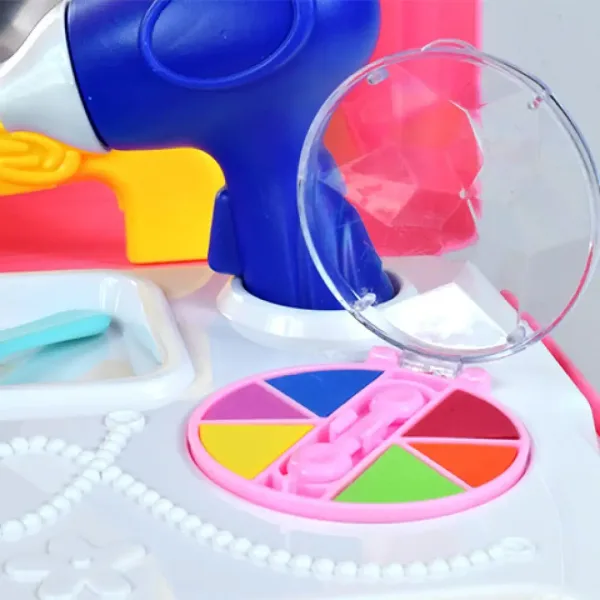 Set di bellezza rosa in zaino con trucchi giocattolo, specchio e accessori immagine 4