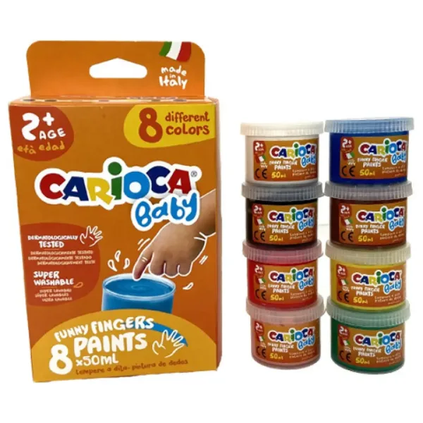 Set di colori a dita per bambini in diverse tonalità 8x50ml - Carioca immagine 1