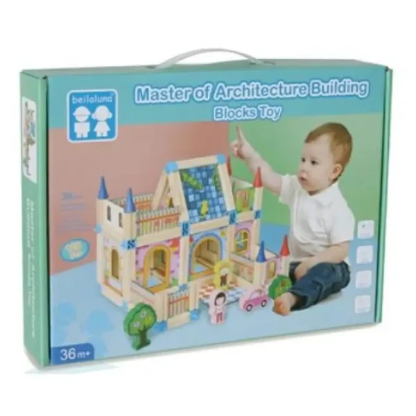 Set di gioco villa colorata in legno con accessori immagine 1