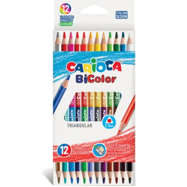 Set di matite colorate a doppia punta 12 pezzi con 24 colori - Carioca immagine 1