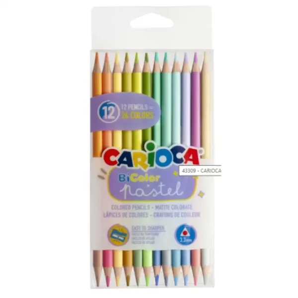 Set di matite colorate a doppia punta da 12 pezzi in colori pastello - Carioca immagine 1